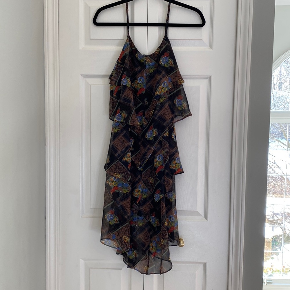 Free People asymmetrical tiered sundress. Lined to mid thigh.